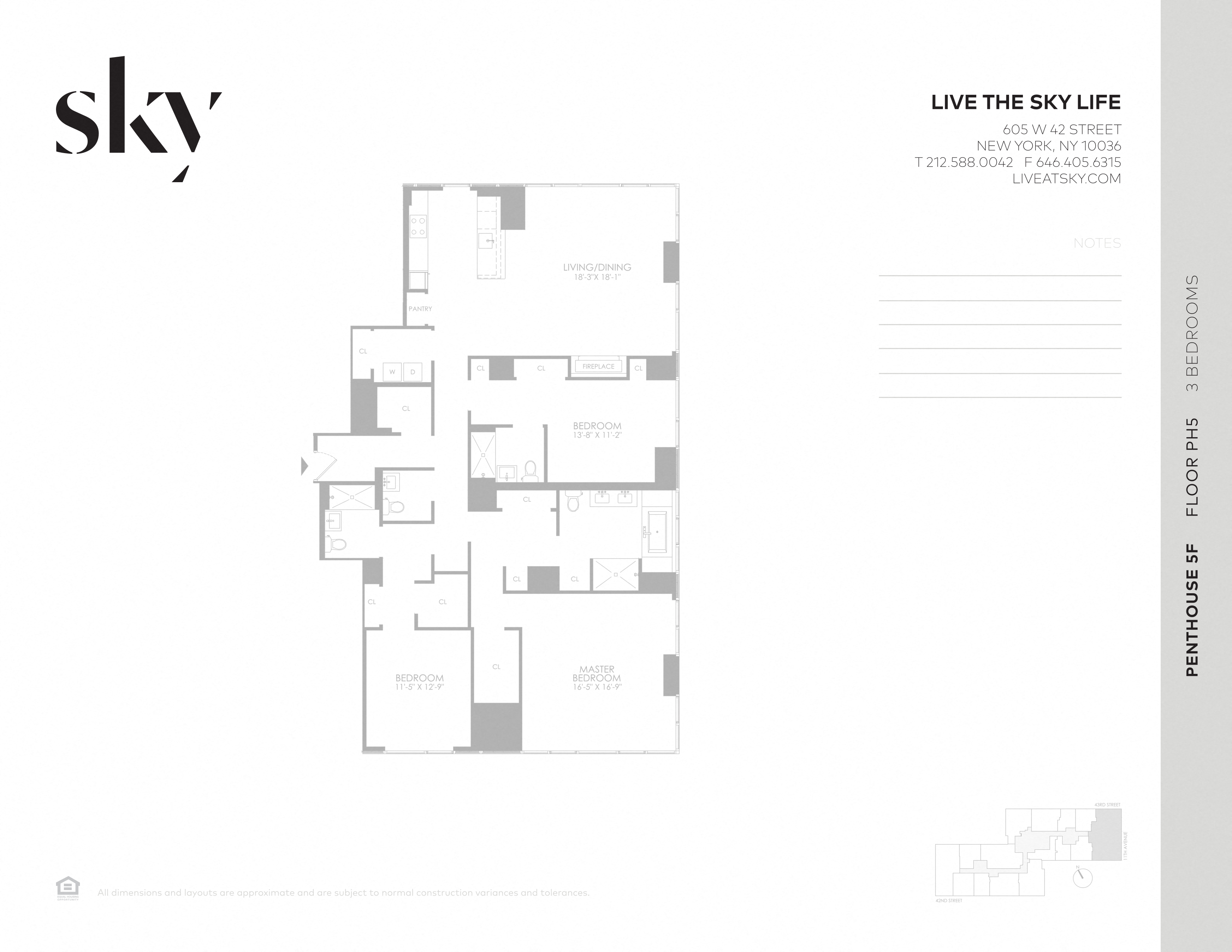 Floor plan for 3 beds, 3 baths